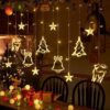 Deer Curtain LED Rice String Lights, 8 Flashing Modes, 5 Star, 2 Christmas Tree, 2 Bell and 2 Christmas Deer Light for Christmas Home Decorations, Festival Diwali