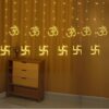 3M LED Swastik Om Curtain Light - 114 LEDs Warm White Diwali Decoration with 6 Swastik & 6 Om Symbols for Home Festival